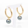 9ct Yellow Gold Twist Hoop Earrings with Tahitian Black Pearls - 9CTPYZ