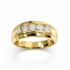 9ct Yellow Gold 1.07ct Lab Grown Diamond Unisex Ring 5 Stone Rubover Set - AURG1931