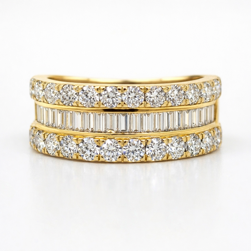 9ct Yellow Gold 1.99ct Lab Grown Diamond Multi-Row Ring – Baguette & Round Brilliant Cut - AURG2209 9ct Yellow Gold 1.99ct Lab Grown Diamond Multi-Row Ring – Baguette & Round Brilliant Cut - AURG2209