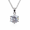 Sterling Silver Round CZ Pendant Necklace 8mm with Adjustable Chain - V08767HP
