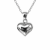 Sterling Silver Puff Heart Pendant Necklace with Adjustable Chain (8mm) - YL4189100XK