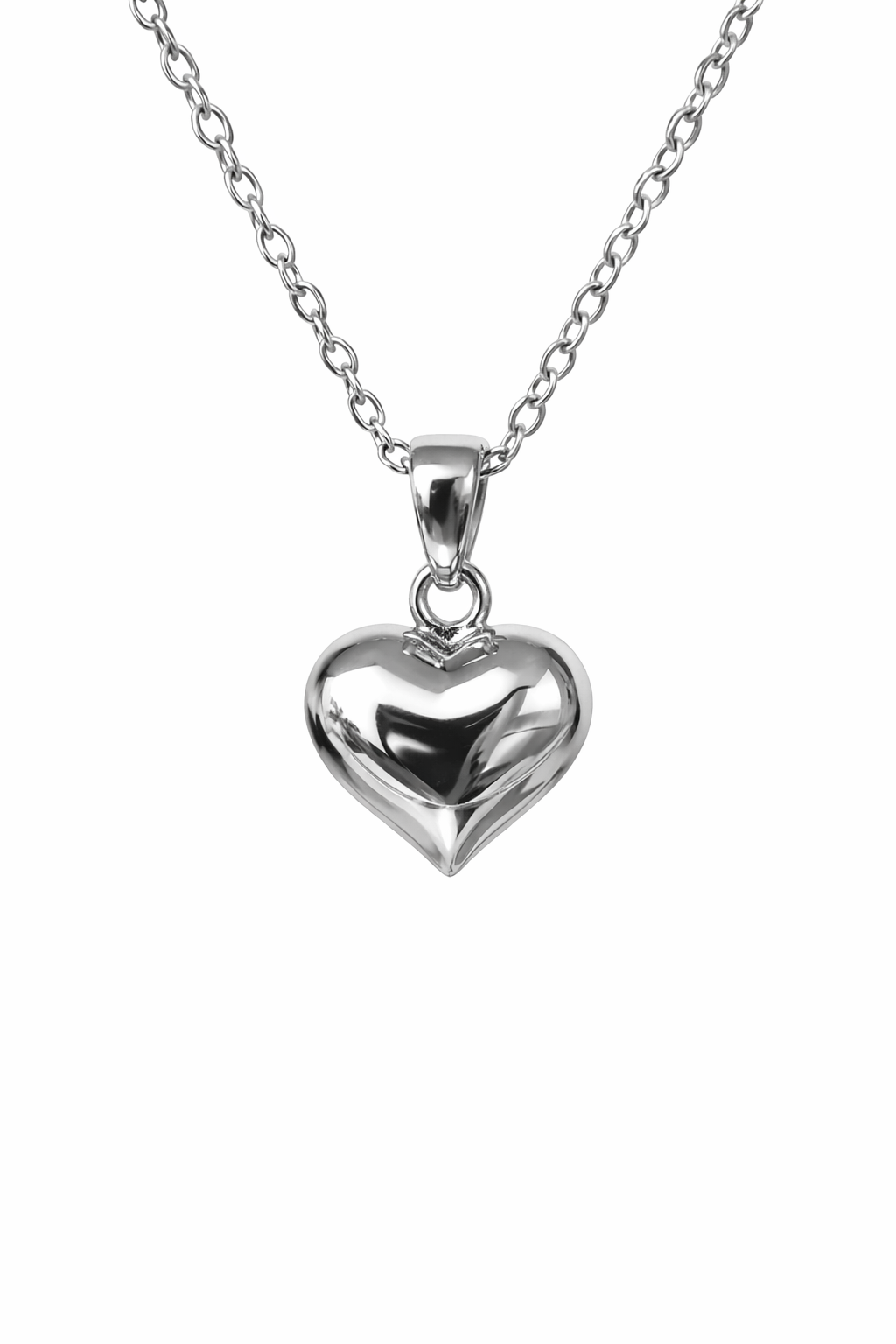 Sterling Silver Puff Heart Pendant Necklace with Adjustable Chain (8mm) - YL4189100XK  