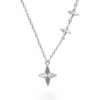 Sterling Silver Diamond-Cut Star Pendant Necklace with Side Stars (8.90mm) - YL7728100