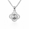 Sterling Silver Clover Pendant with CZ Halo & Starburst Centre (12mm) - V08609HP