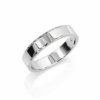 9ct White Gold Gents Diamond Cut Edge Ring, 4mm, Size P - F88/4
