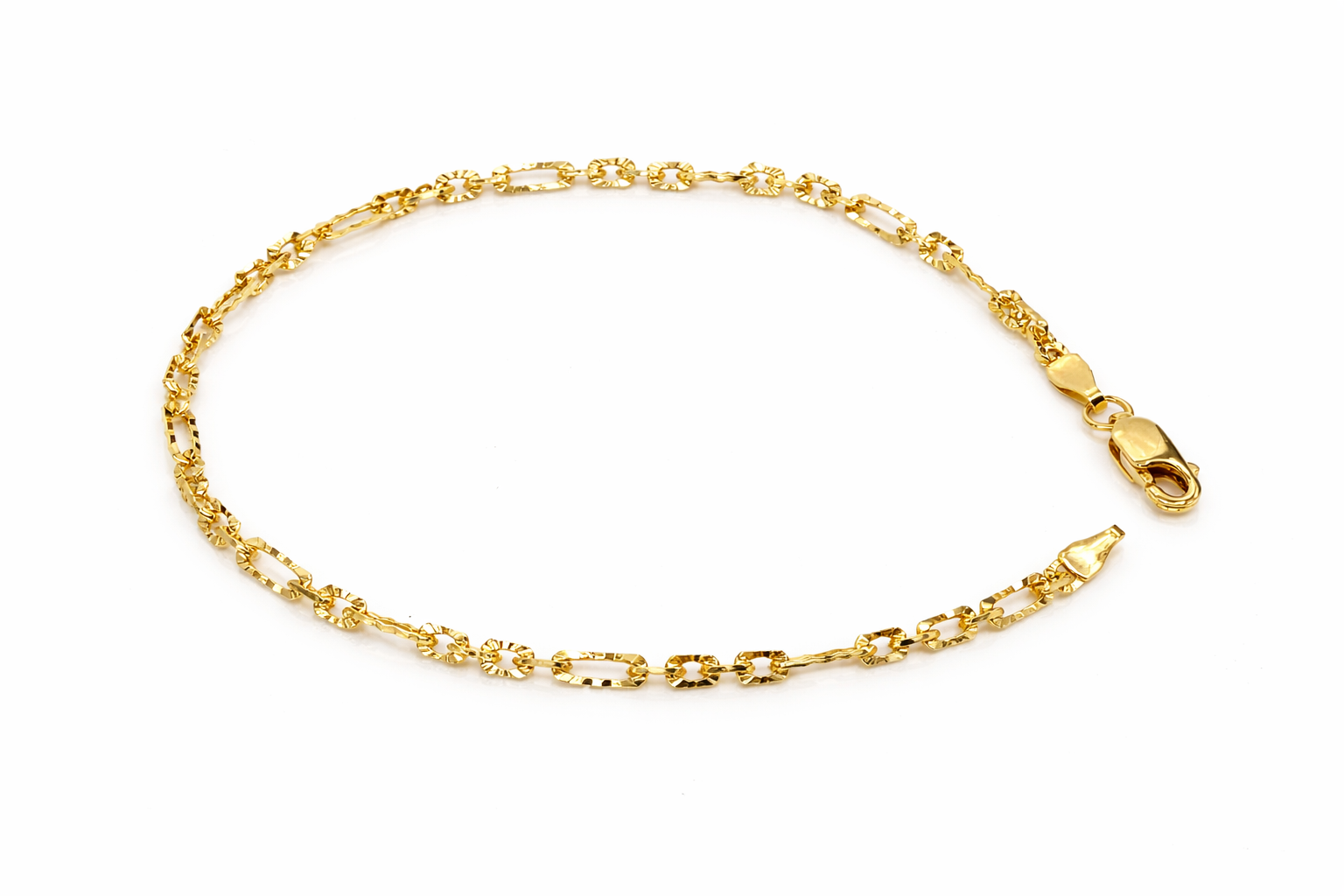 9ct Yellow Gold Italian Super Star Figaro Link Bracelet 19cm – Diamond Cut Finish - BNRA8-4-19  