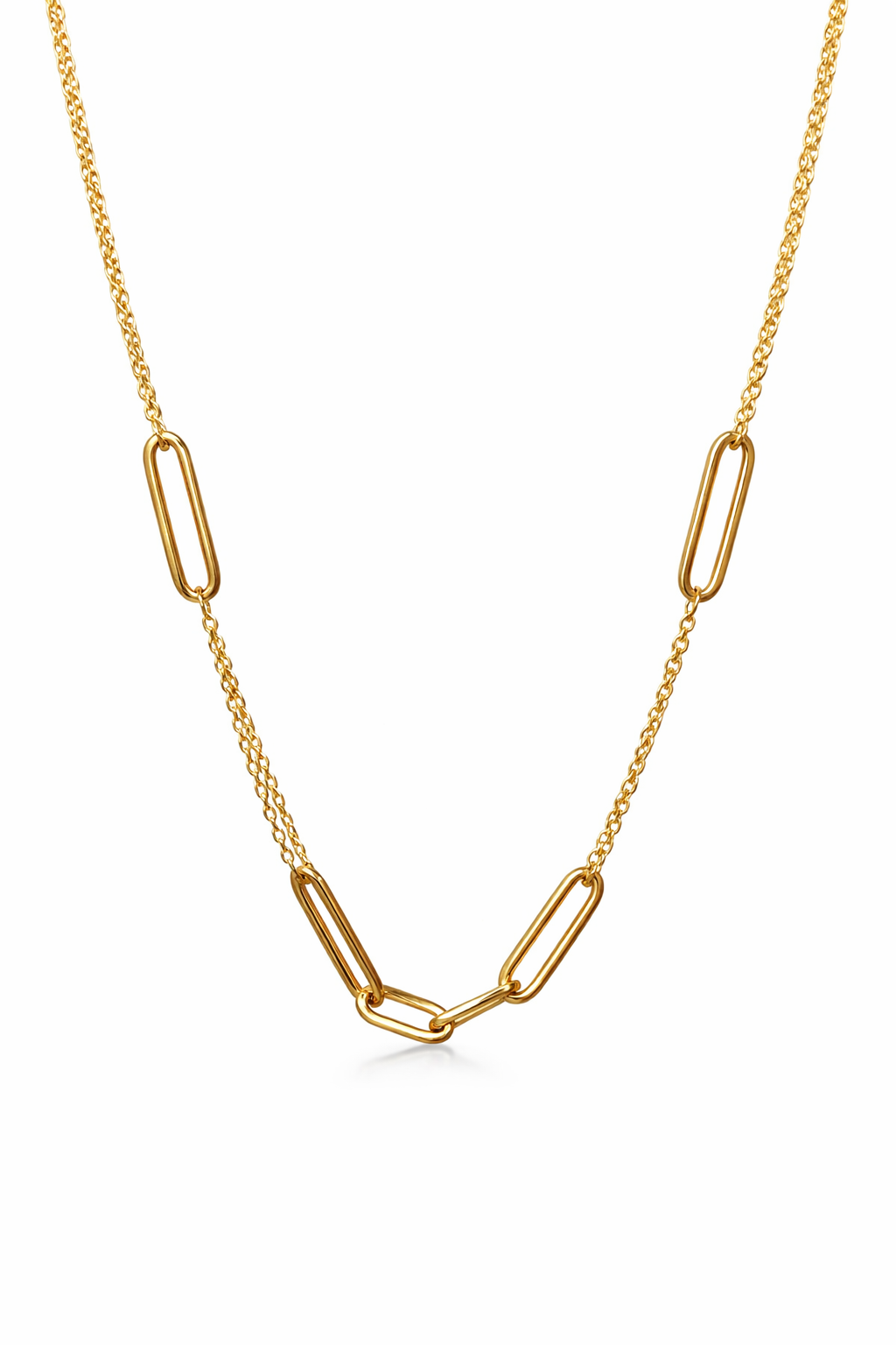 9ct Yellow Gold Paperclip Style Double Trace Necklace 45cm with Parrot Clasp - X6FORNB10606  