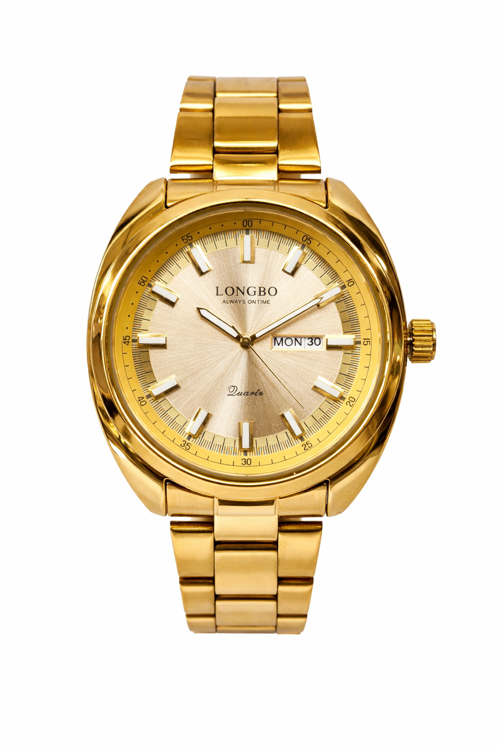 Gents Longbo Gold Watch 44mm – Day Date Quartz Model 83273G  