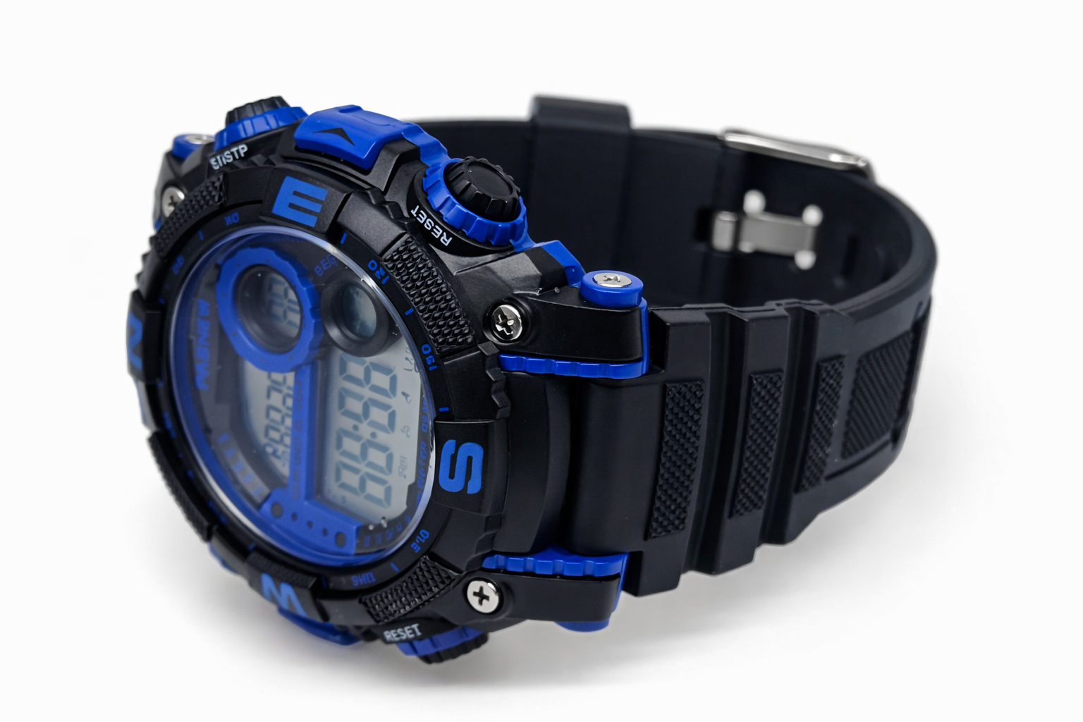 Pasnew Digital Sports Watch 50M Water Resistant 50mm Black & Blue Rugged Design - PSE636BLUE Pasnew Digital Sports Watch 50M Water Resistant 50mm Black & Blue Rugged Design - PSE636BLUE