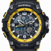 PASNEW Men’s Dual Display Sports Watch 50mm – Analog & Digital | 30M Water Resistant - PSE467YELLOW