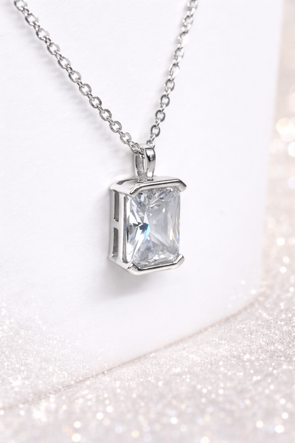 Sterling Silver Emerald Cut Cubic Zirconia Pendant & Stud Earrings Set Sterling Silver Emerald Cut Cubic Zirconia Pendant & Stud Earrings Set