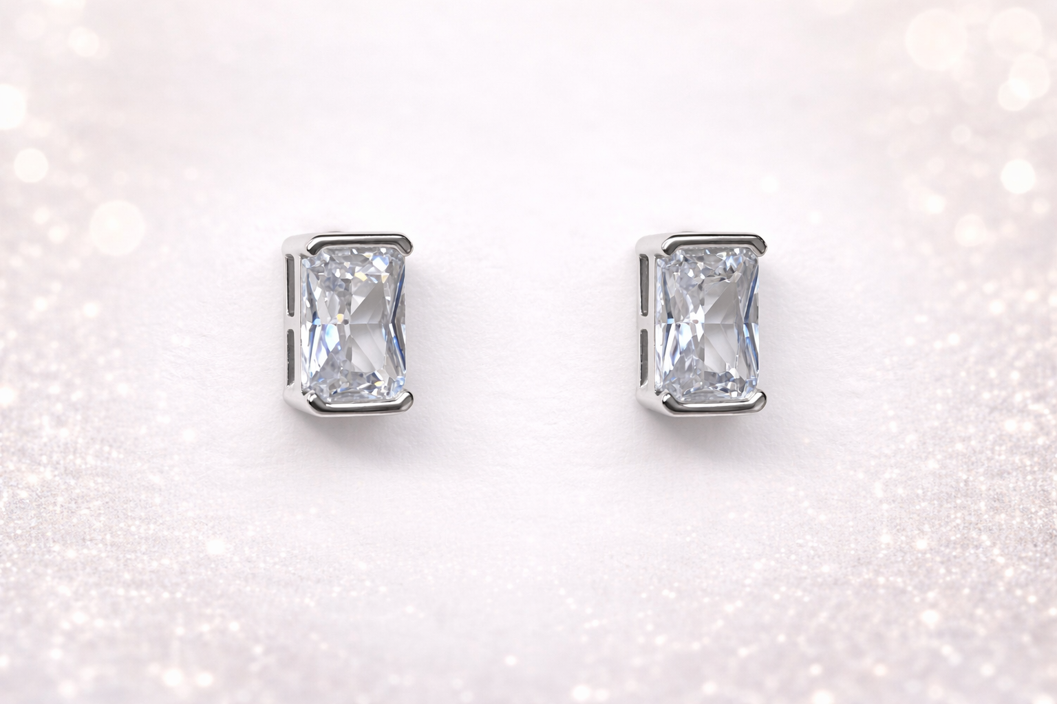 Sterling Silver Emerald Cut Cubic Zirconia Pendant & Stud Earrings Set Sterling Silver Emerald Cut Cubic Zirconia Pendant & Stud Earrings Set