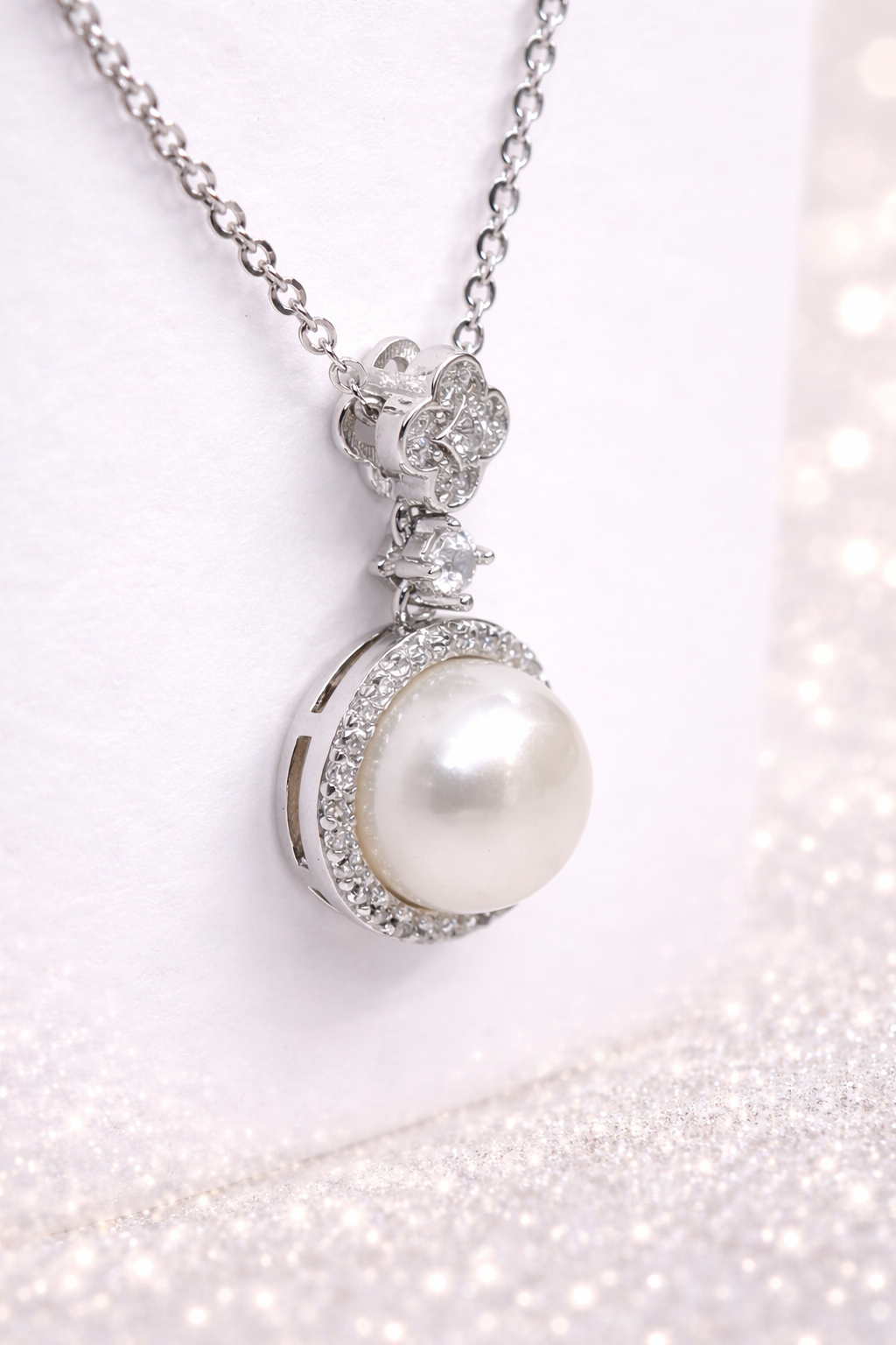 Sterling Silver Freshwater Pearl & Cubic Zirconia Pendant and Drop Earrings Set Sterling Silver Freshwater Pearl & Cubic Zirconia Pendant and Drop Earrings Set