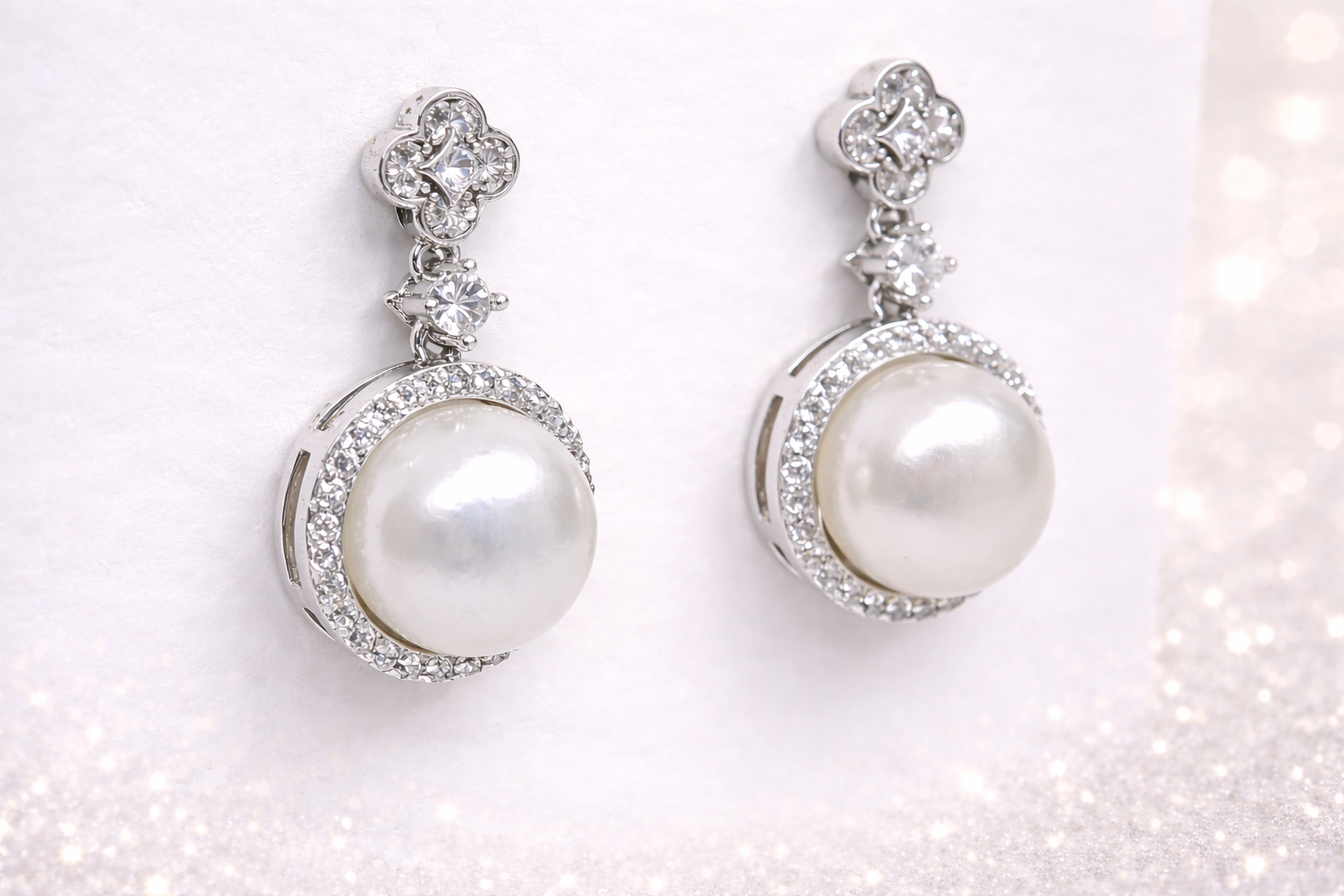 Sterling Silver Freshwater Pearl & Cubic Zirconia Pendant and Drop Earrings Set Sterling Silver Freshwater Pearl & Cubic Zirconia Pendant and Drop Earrings Set