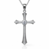 Sterling Silver CZ Cross Pendant with Chain – 16mm x 25mm - XL070324B