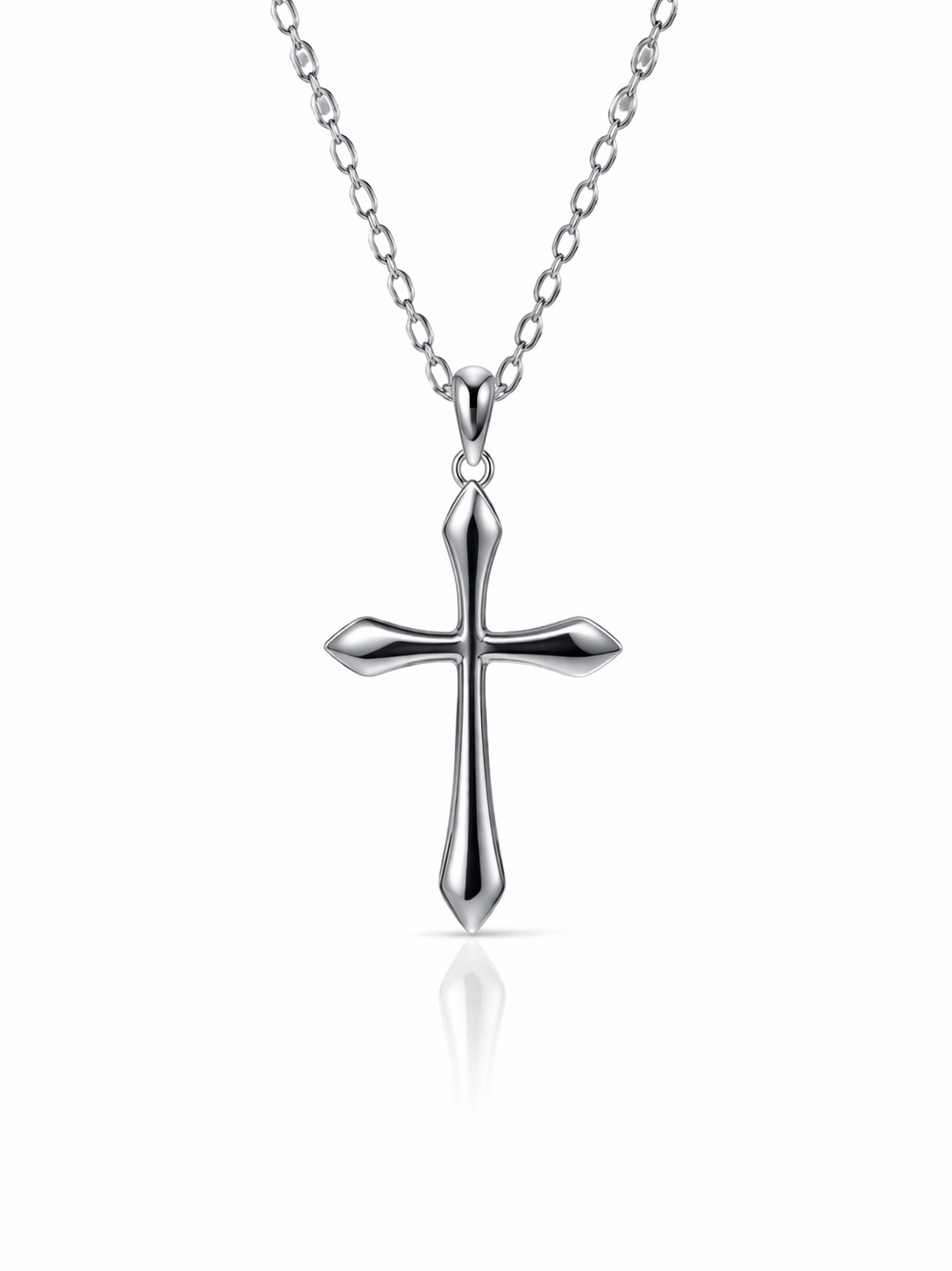 Sterling Silver Cross Pendant Necklace with Adjustable Chain (12.00mm x 17.00mm) - XL022035B  