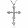 Sterling Silver CZ Cross Pendant Necklace with Adjustable Chain (14.00mm x 19.00mm) - XL050052B