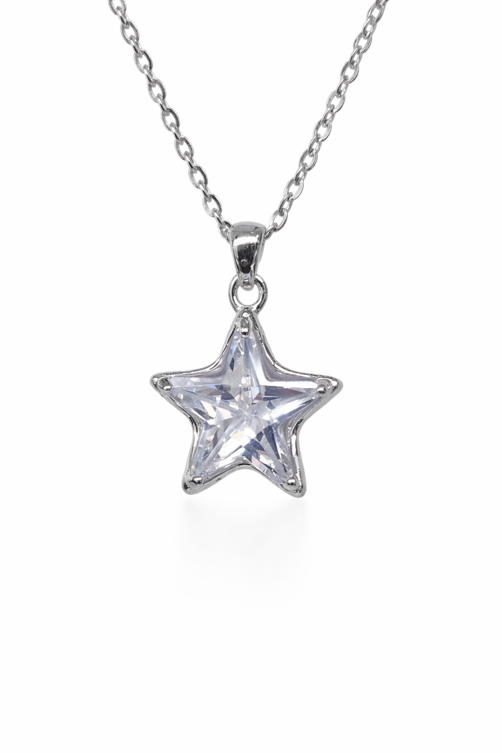 Sterling Silver Star CZ Pendant Necklace with Adjustable Chain (10.30mm) - YL7372101  