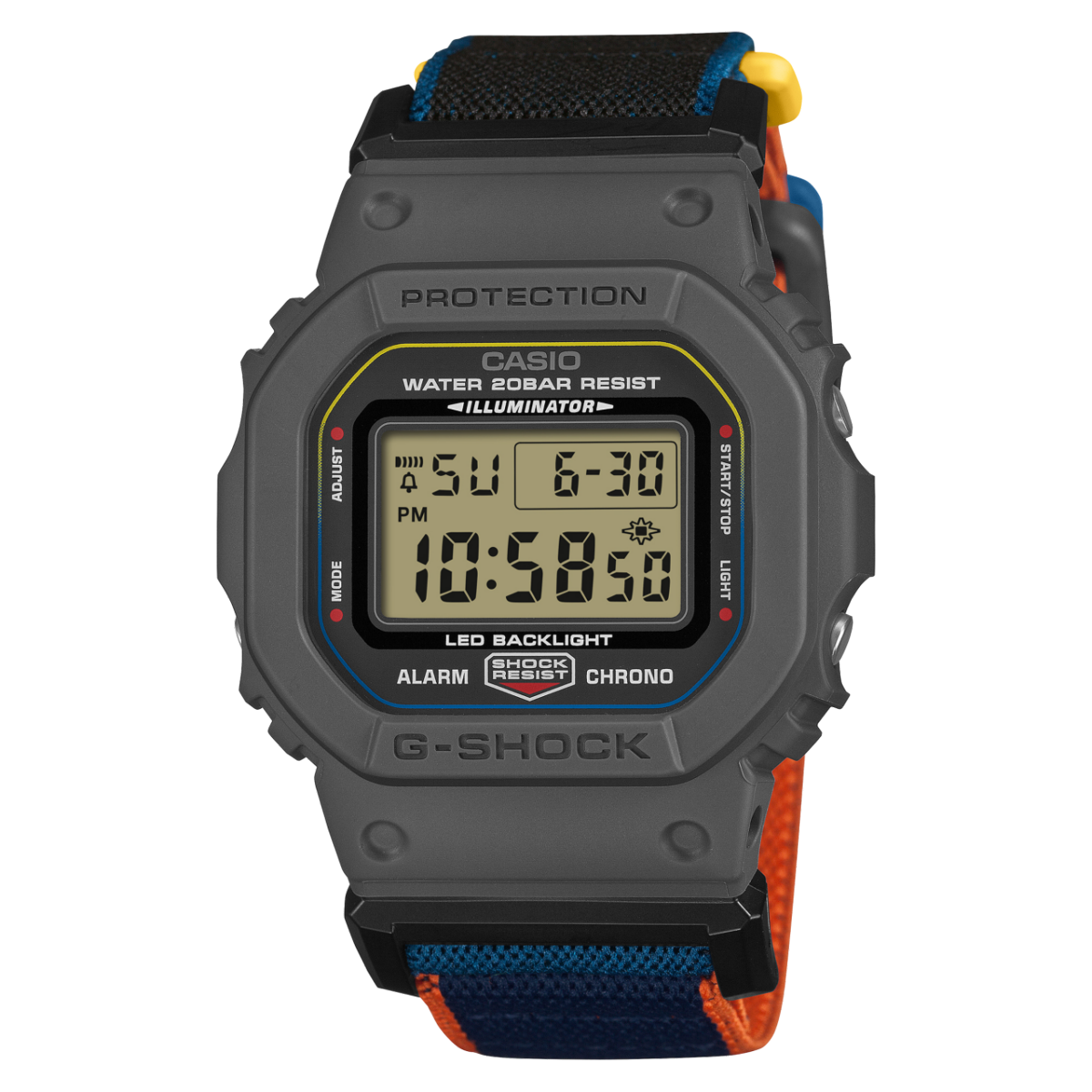 Casio G-Shock DW5600MNC-8A2 Digital Watch – Cloth Band, Shock Resistant, 200M Water Resistant  