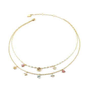 GUESS Secret Garden Double Layer Floral Necklace Gold Tone – JUBN06028JWYGMCT  