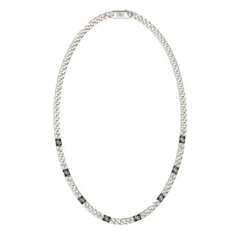GUESS Silver-Tone 4G Curb Chain Pavé Necklace - JUMN06026JWSTT/U  