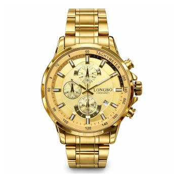Gents Longbo Chronograph Gold Watch 46mm – Model 80745G  
