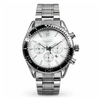 Gents Longbo Chronograph Watch Silver Dial Stainless Steel 44mm – Model 83096GS  