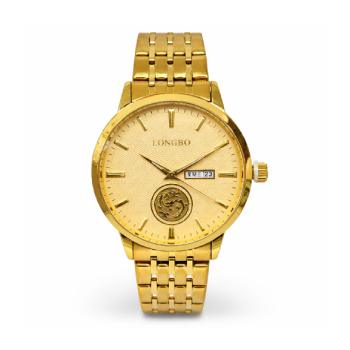 Gents Longbo Gold Watch 42mm – Model 83876G Quartz Day-Date Luminous Hands  