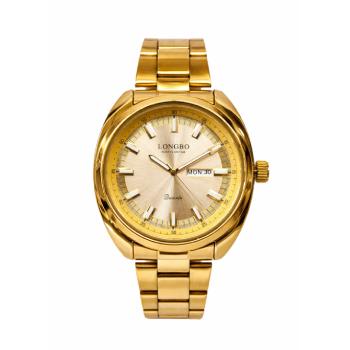 Gents Longbo Gold Watch 44mm – Day Date Quartz Model 83273G  