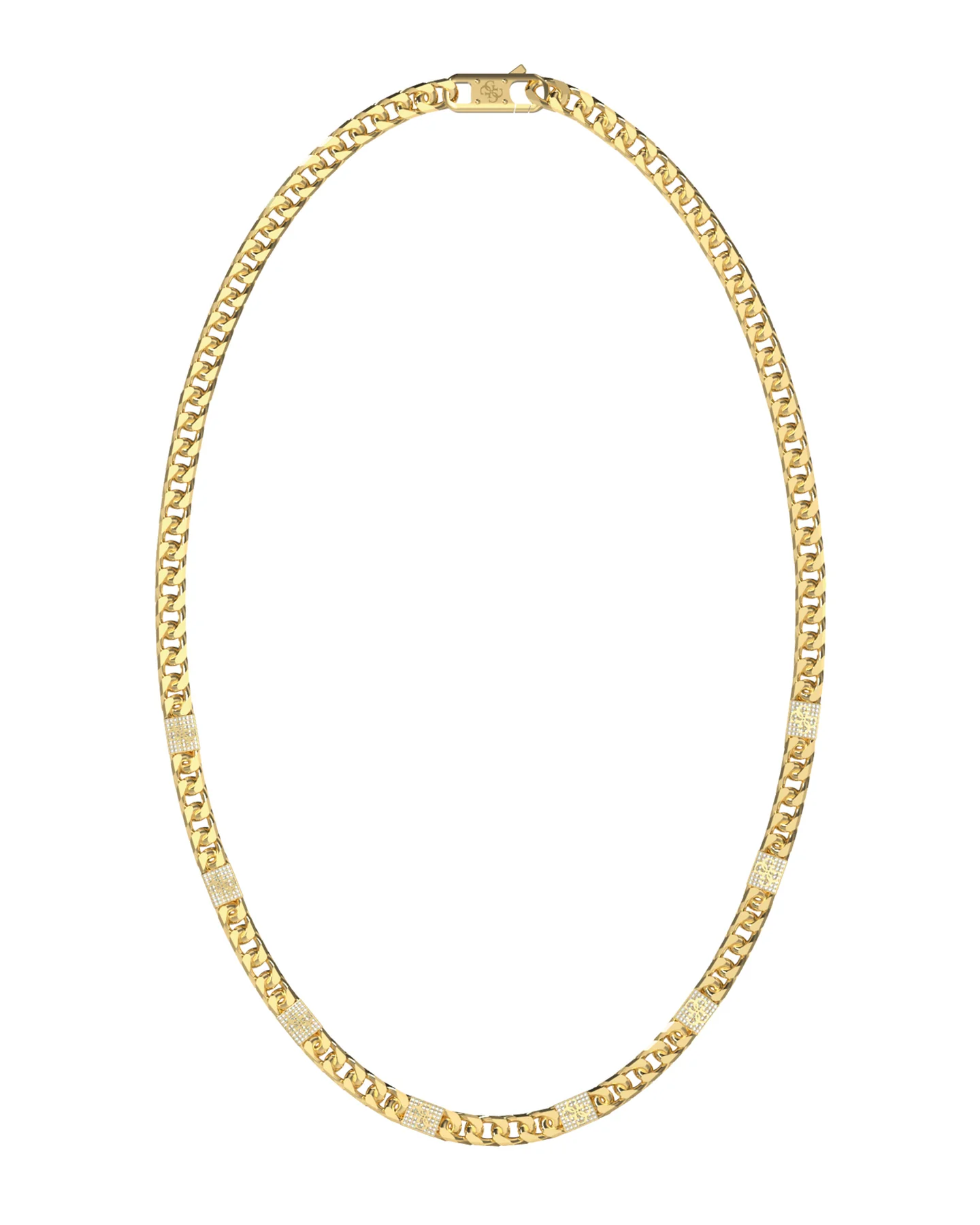 GUESS Gold Tone 4G Curb Chain Pavé Necklace – Statement Logo Chain - JUMN06026JWYGT/U  