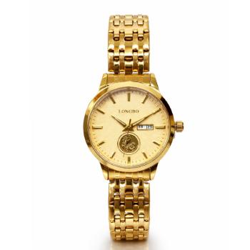 Ladies Longbo Gold Watch 83876L – Day Date, Quartz, 30mm Elegant Dress Watch  