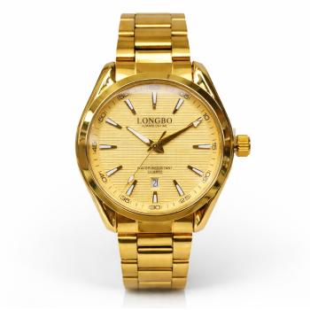 Longbo Gents Gold Dial Watch 83442G – Quartz, Luminous Hands, Date  