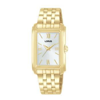 Lorus Ladies Gold Tone Rectangular Watch RRX74JX-9 – Elegant Stainless Steel Bracelet  