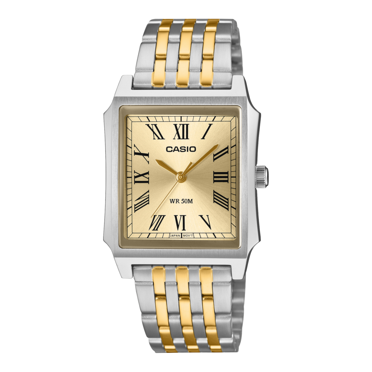 Casio MTPB190SG-9B  Gold & Silver Rectangular Dress Watch, Stainless Steel  