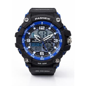 PASNEW Men’s Dual Display Sports Watch 50mm – Analog & Digital | 30M Water Resistant - PSE467BLUE  
