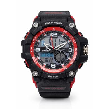 PASNEW Men’s Dual Display Sports Watch 50mm – Analog & Digital | 30M Water Resistant - PSE467RED  