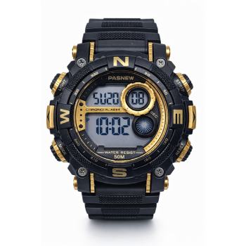 Pasnew Digital Sports Watch Black & Gold 50mm – 50M Water Resistant- PSE636GOLD  