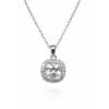 Sterling Silver Cushion CZ Halo Pendant Necklace (8.20mm x 8.20mm) - V08220HP