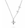 Sterling Silver Diamond-Cut Star Pendant Necklace with Side Stars (8.90mm) - YL7728100