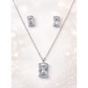 Sterling Silver Emerald Cut Cubic Zirconia Pendant & Stud Earrings Set
