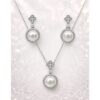 Sterling Silver Freshwater Pearl & Cubic Zirconia Pendant and Drop Earrings Set