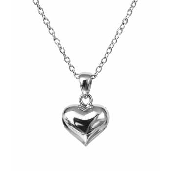 Sterling Silver Puff Heart Pendant Necklace with Adjustable Chain (8mm) - YL4189100XK  
