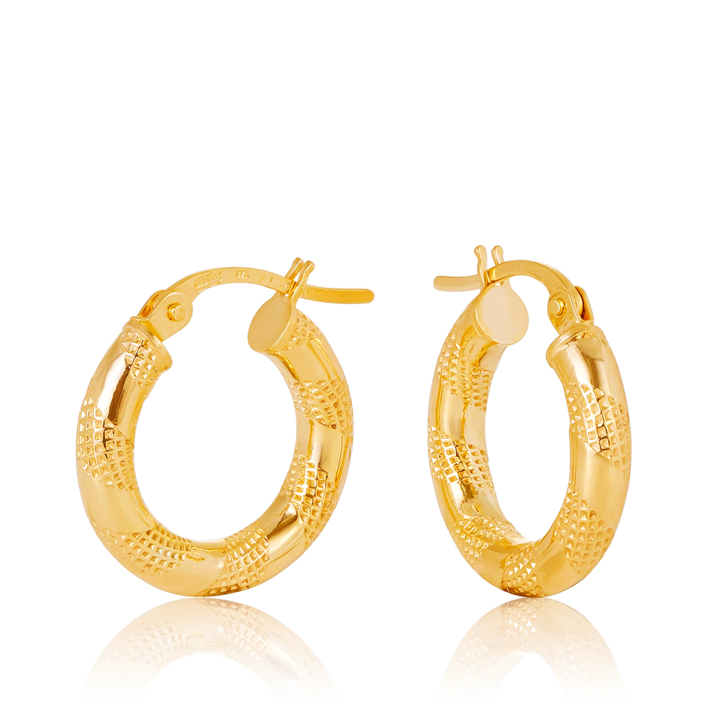 9ct Yellow Gold Tiger Strip Gold Hoop Earring 10mm - 10OBC250-99 Gold Earrings 