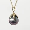 9CT Yellow Gold Tahitian Black Pearl Pendant – 12mm–12.5mm Round Pearl - 9CTTRLTBP