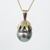 9CT Yellow Gold Cook Island Black Pearl Pendant – 11mm Teardrop Pearl with Solid Gold Cap - 9CTTBZCOOK