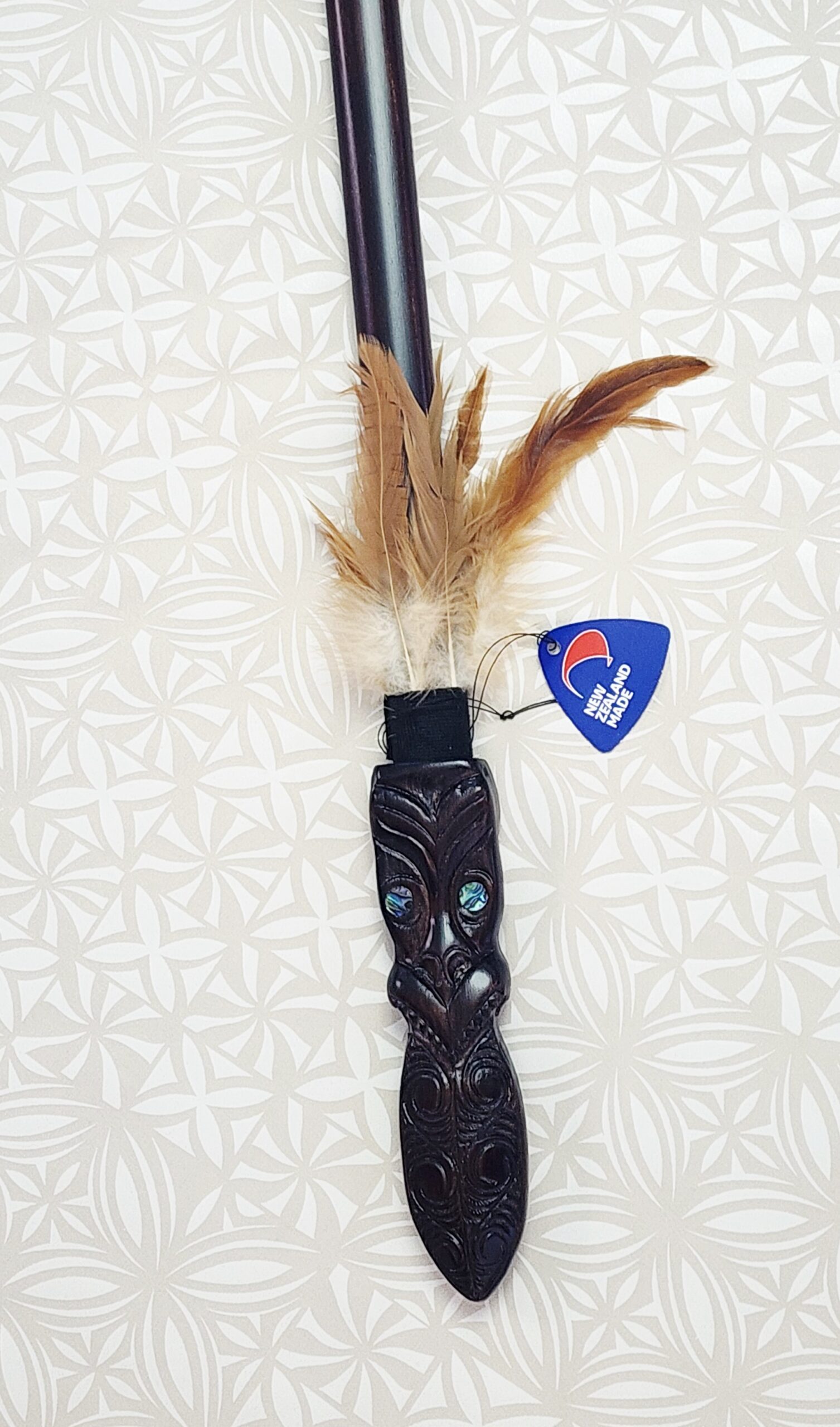 Full Size Hand Carved Māori Taiaha with Carved Head & Plain Shaft – 1520mm – Made in New Zealand - WS737 Seiko Full Size Hand Carved Māori Taiaha with Carved Head & Plain Shaft – 1520mm – Made in New Zealand - WS737 Seiko