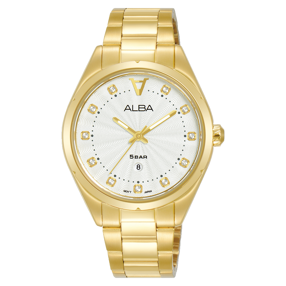 Alba AH7BP4X SIGNA Ladies Watch 34mm Gold Tone Stainless Steel Champagne Dial Watch CASIO 