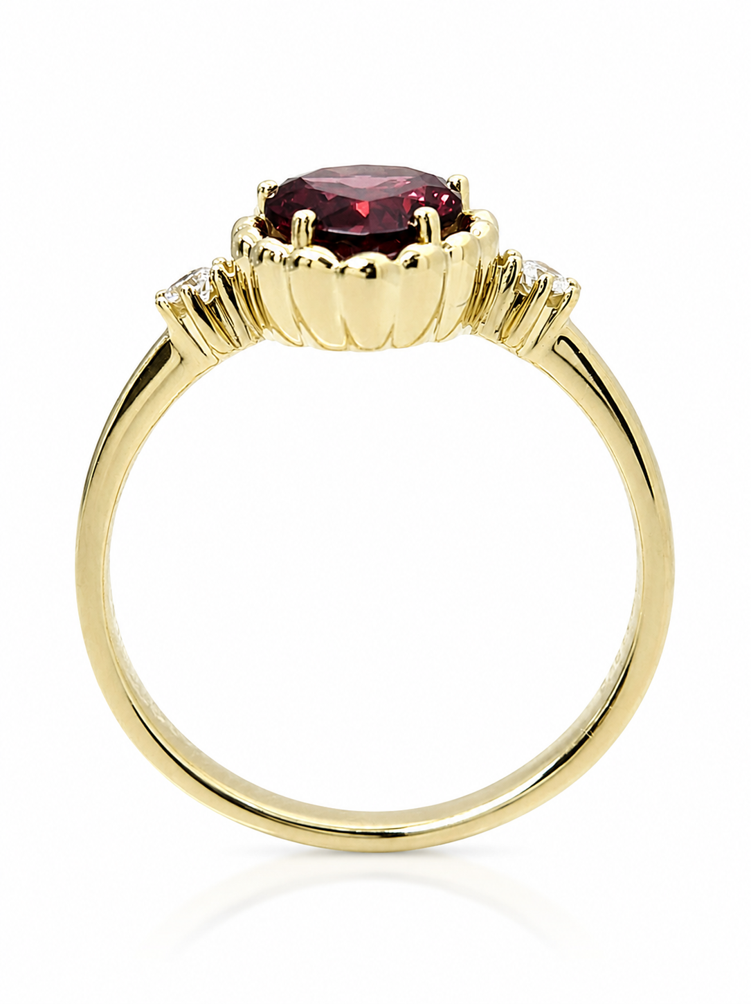 9ct Yellow Gold Pear Shaped Pink Rhodolite & Natural Diamond Dress Ring - 573297 Seiko 9ct Yellow Gold Pear Shaped Pink Rhodolite & Natural Diamond Dress Ring - 573297 Seiko