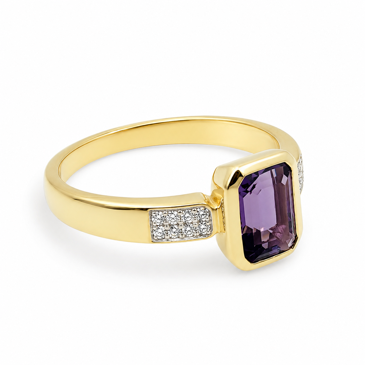 9ct Yellow Gold Octagon Cut Amethyst & Natural Diamond Dress Ring - 573986 Seiko 9ct Yellow Gold Octagon Cut Amethyst & Natural Diamond Dress Ring - 573986 Seiko