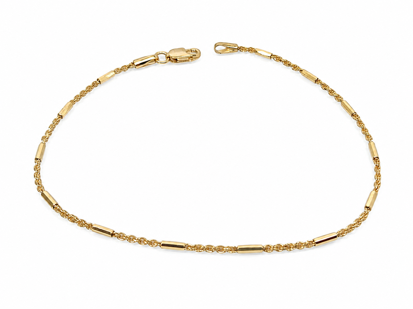 Italian Made 9ct Yellow Gold Octagonal Tube & Wheat Link Bracelet 19cm - BNC31TC-19 Seiko 